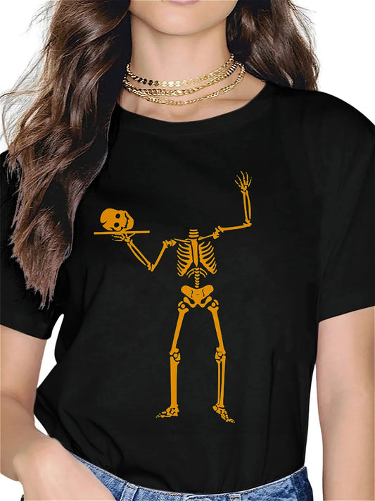 KevaMolly Graphic T Shirts for Women Summer Casual Halloween Printed Tee Cotton Tops Loose Fit