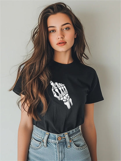 KevaMolly Graphic T Shirts for Women Summer Casual Halloween Printed Tee Cotton Tops Loose Fit