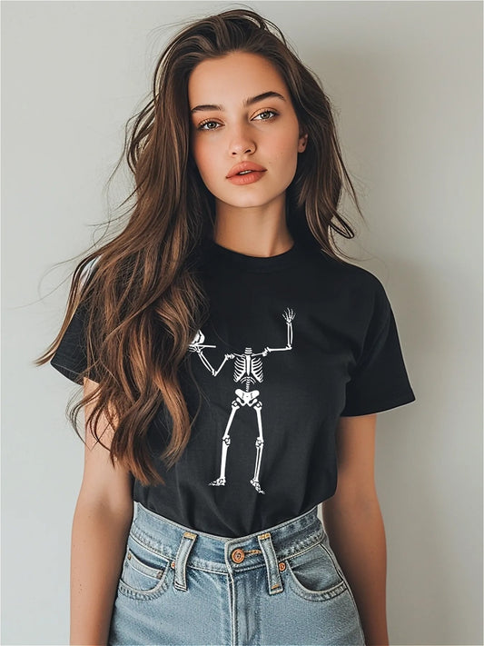 KevaMolly Graphic T Shirts for Women Summer Casual Halloween Printed Tee Cotton Tops Loose Fit