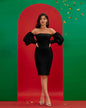 Off Shoulder Lantern Sleeve Bandage Dress