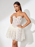 Vintage Cream Strap Mini Lace Dress