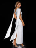 White Party Cutout Mesh Maxi Dress