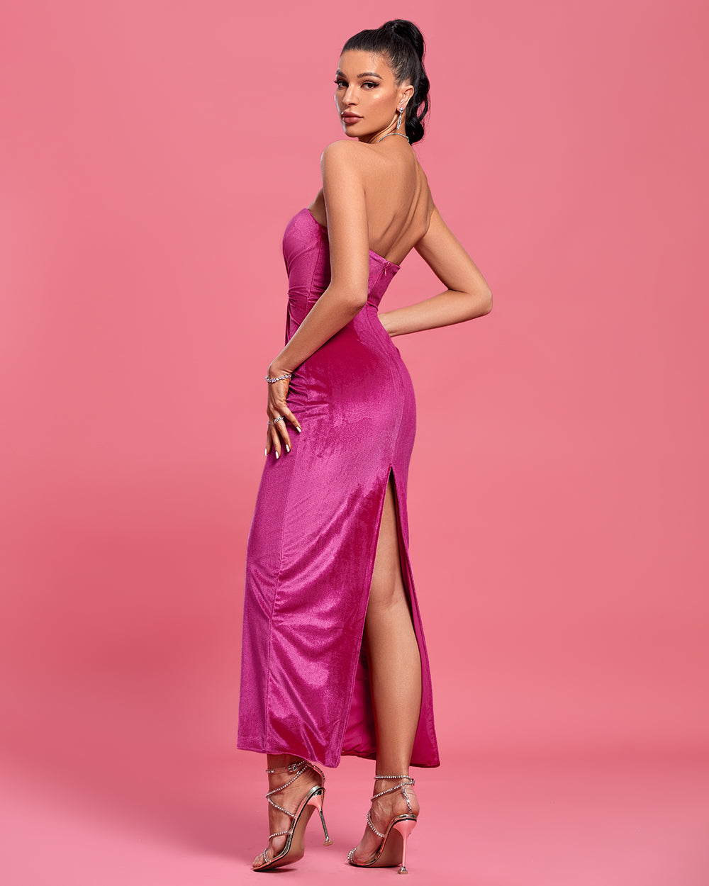 Twisted Velvet Tube Dress