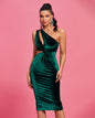 One Shoulder Twist Velvet Dress