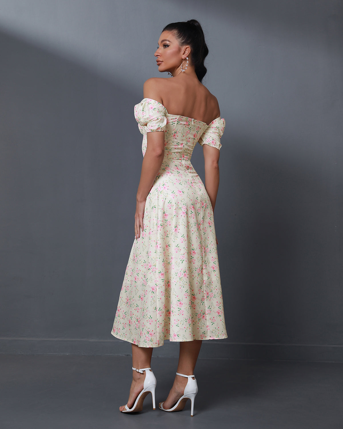 Off Shoulder Floral Print Dress