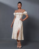 Off Shoulder Floral Print Dress