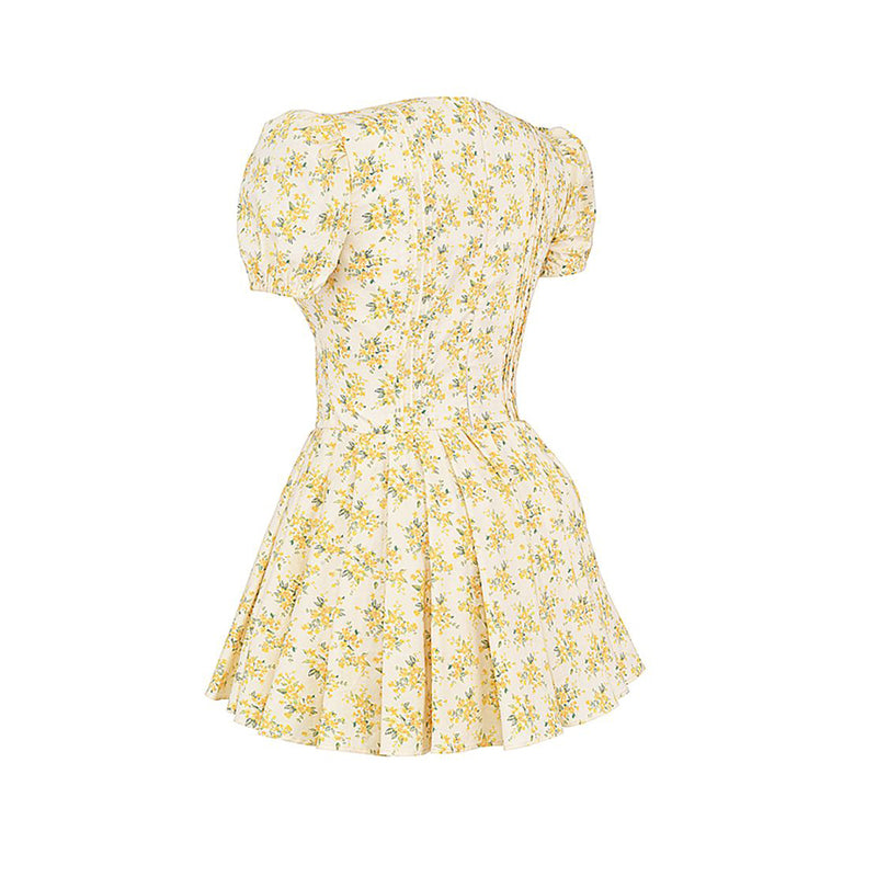 V Neck Short Sleeve Floral Mini Dress ZNSBA1015