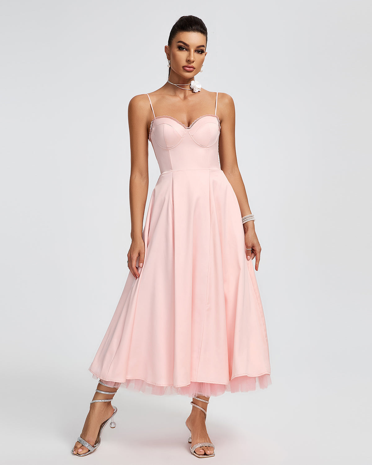 Ballerina Pink Open Back Midi Dress