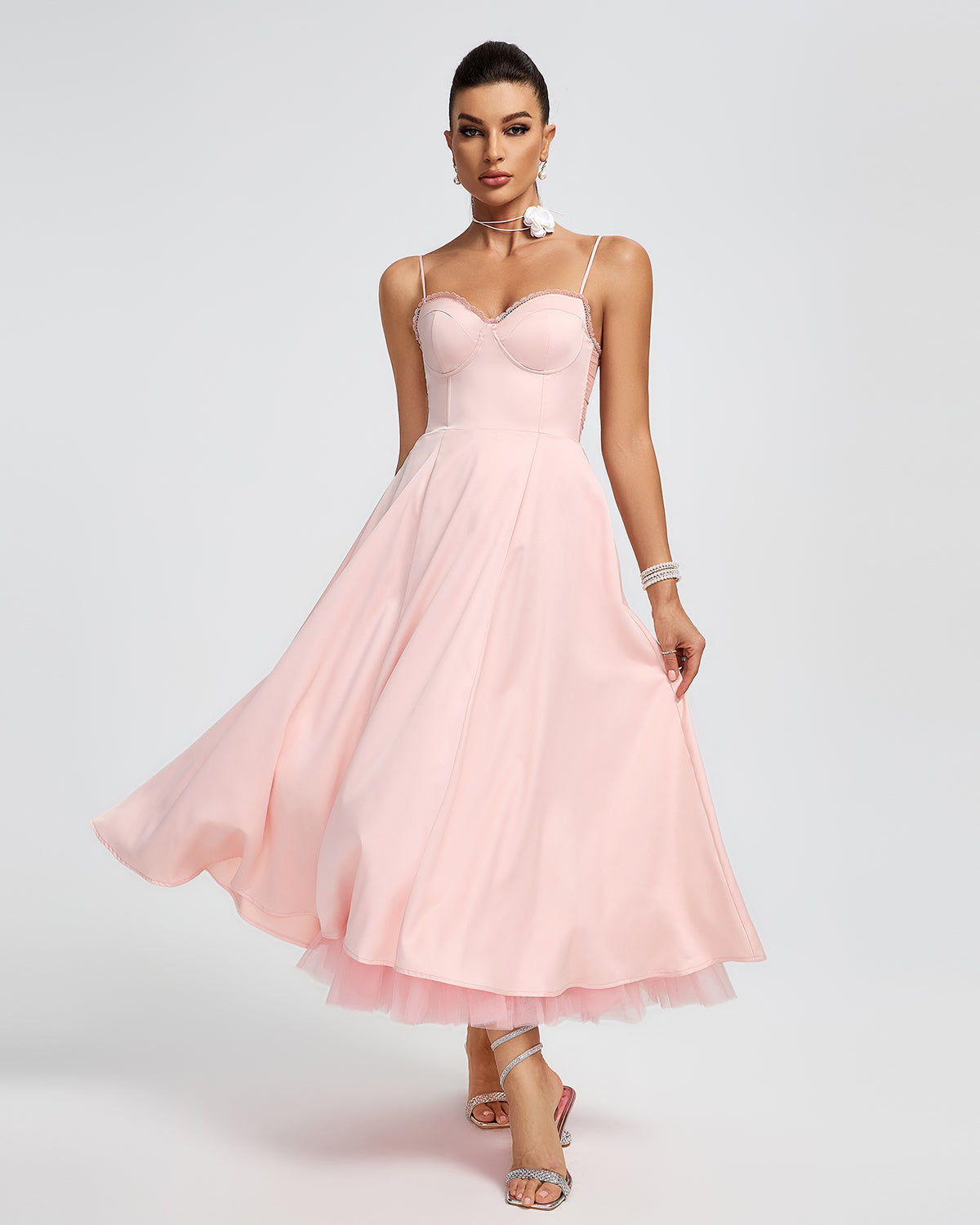 Ballerina Pink Open Back Midi Dress