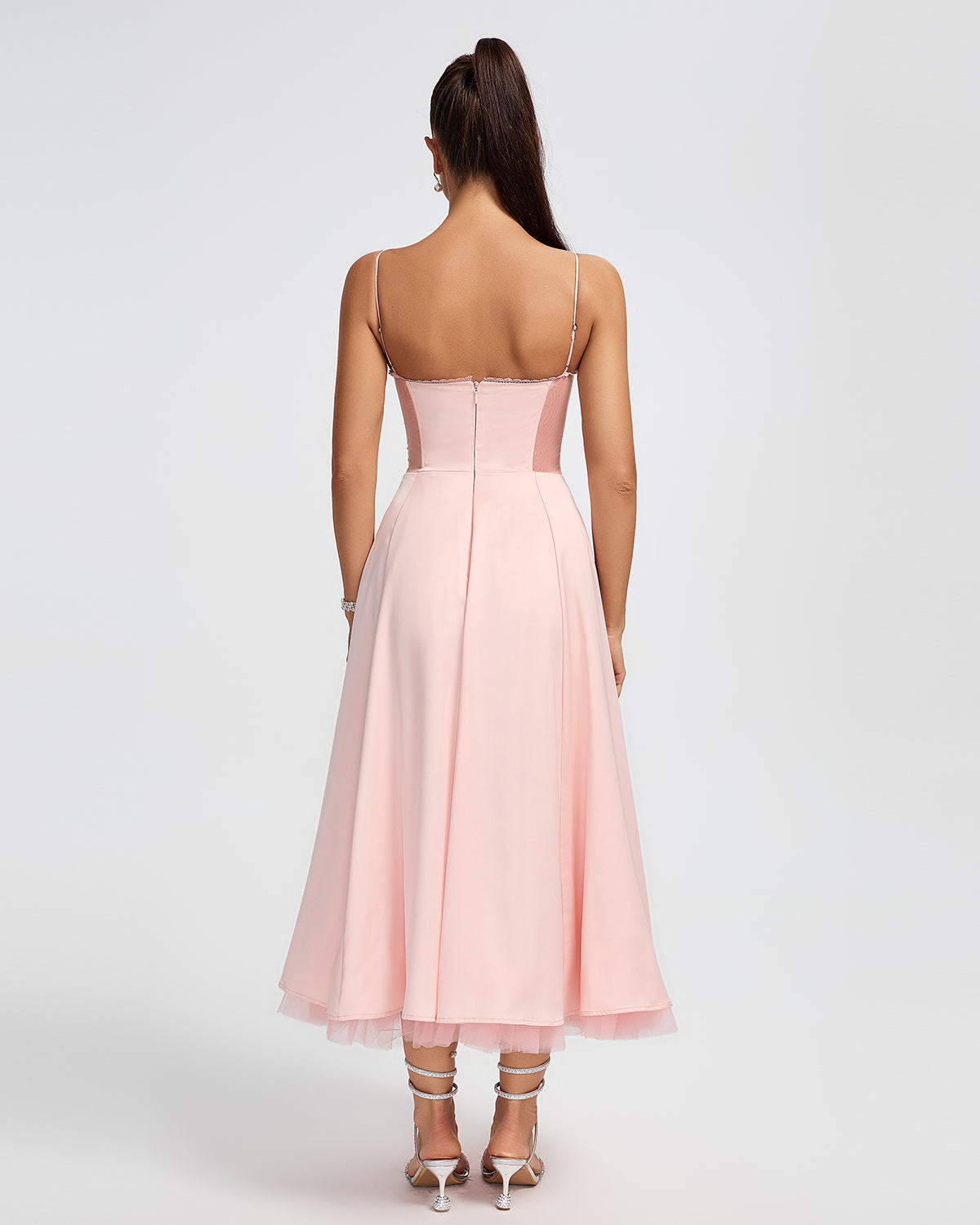 Ballerina Pink Open Back Midi Dress