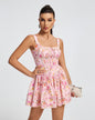 Floral Print Ruched Bustier Mini Dress