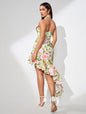 Halter Floral Asymmetric Backless Dress