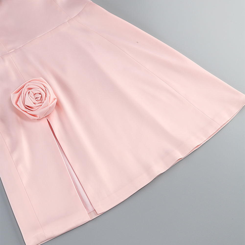 Strappy Slim-fit Pink Mini Dress ZNSBA1060