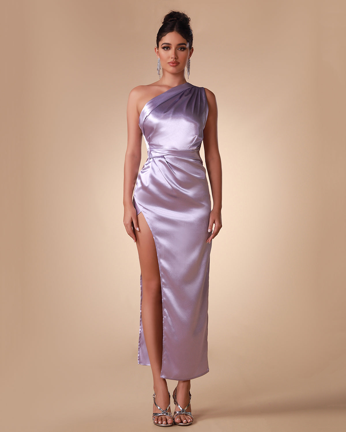 One Shoulder Frill Maxi Bodycon Dress
