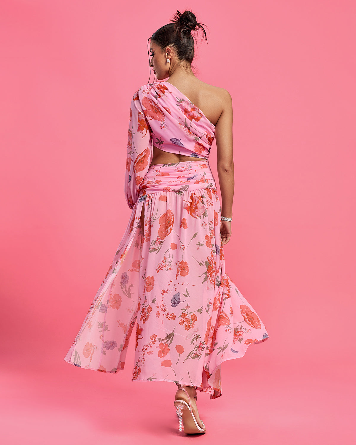 One Shoulder Printed Maxi Dress