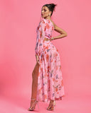 One Shoulder Printed Maxi Dress