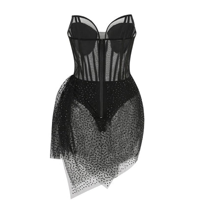 Strapless Sleeveless Mesh Mini Dress ZNSBA729