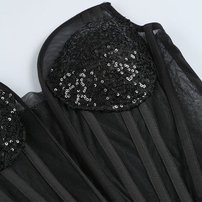 Strapless Sleeveless Mesh Mini Dress ZNSBA729