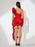 Flower Vine Asymmetric Draped Dress