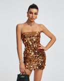 Open Back Sequins Embellished Mini Dress