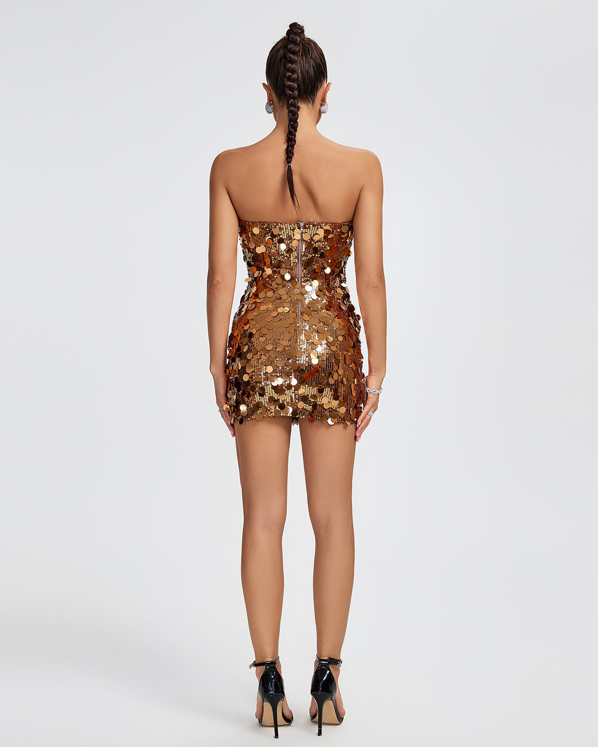 Open Back Sequins Embellished Mini Dress