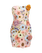 Maraya Strapless Floral Applique Mini Dress