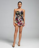 Maraya Strapless Floral Applique Mini Dress