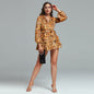V Neck Leopard Print Mini Ruffle Dress