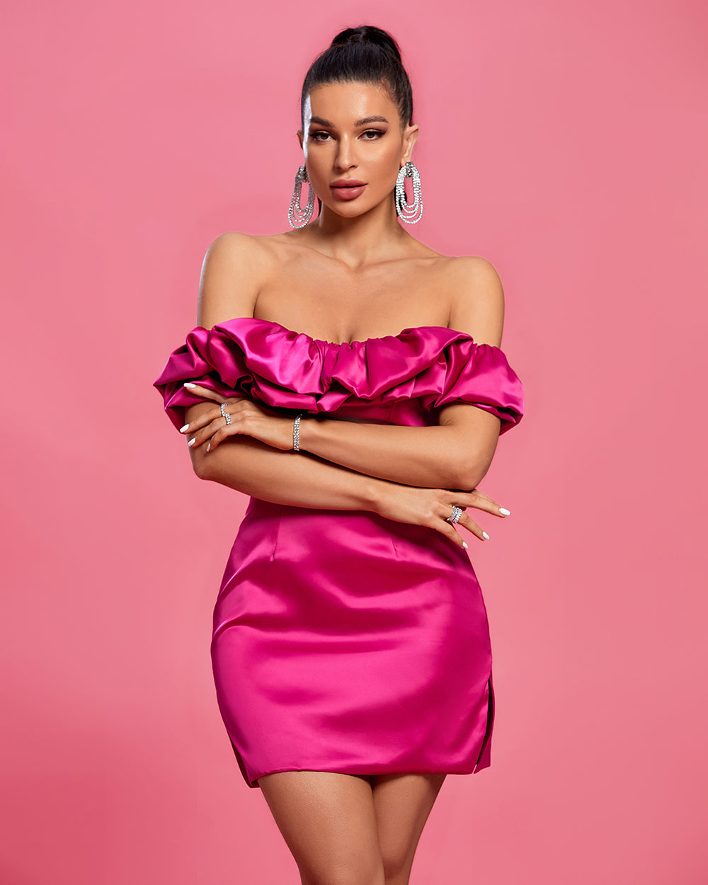 Off Shoulder Distinctive Mini Dress