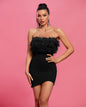 Strapless Feather Bodycon Mini Dress