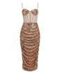 Strappy Sequin Corset Midi Dress