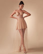 Draped Rhinestone Tulle Corset Maxi Dress