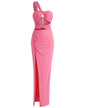 One Shoulder Side Slit Maxi Dress
