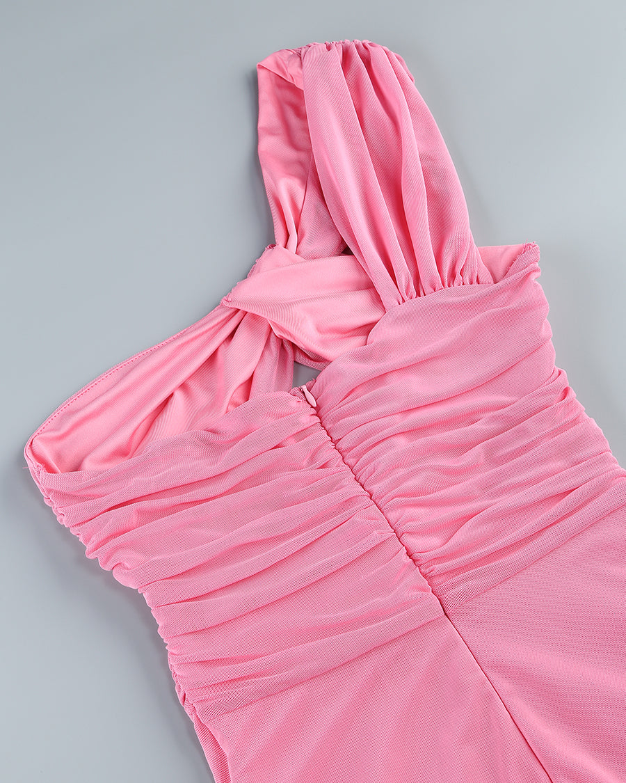 One Shoulder Side Slit Maxi Dress