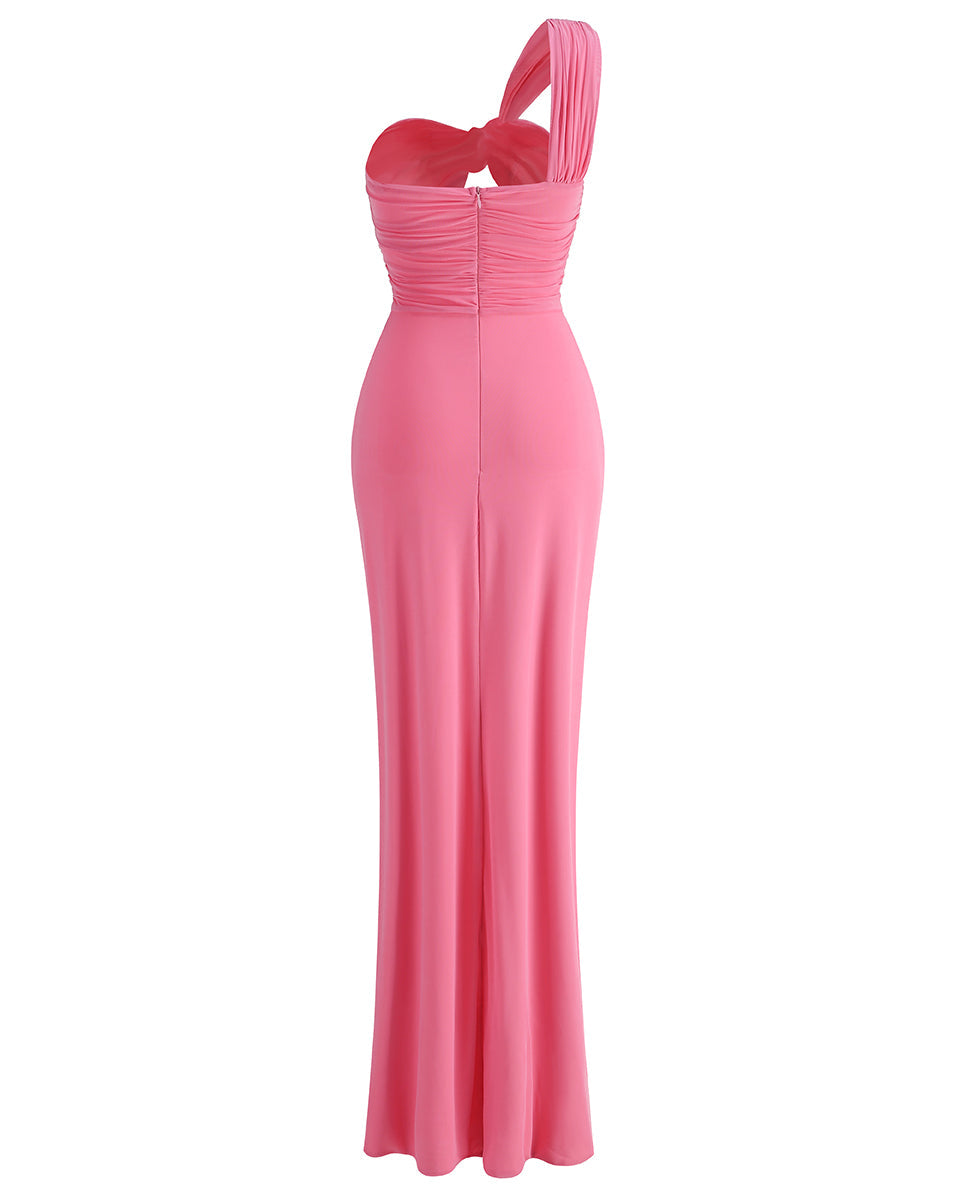 One Shoulder Side Slit Maxi Dress