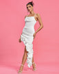 Strappy Asymmetric Ruffle Satin Dress