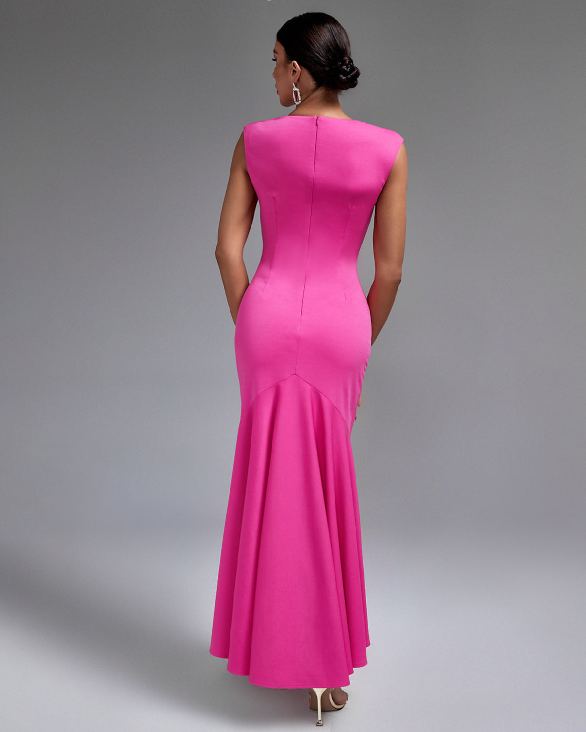 V-neck Fishtail Frill Maxi Dress