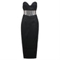 Strapless Midi Striped Bodycon Dress