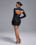 High Neck Crystal Bustier Mini Dress Set