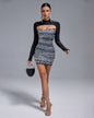 High Neck Crystal Bustier Mini Dress Set