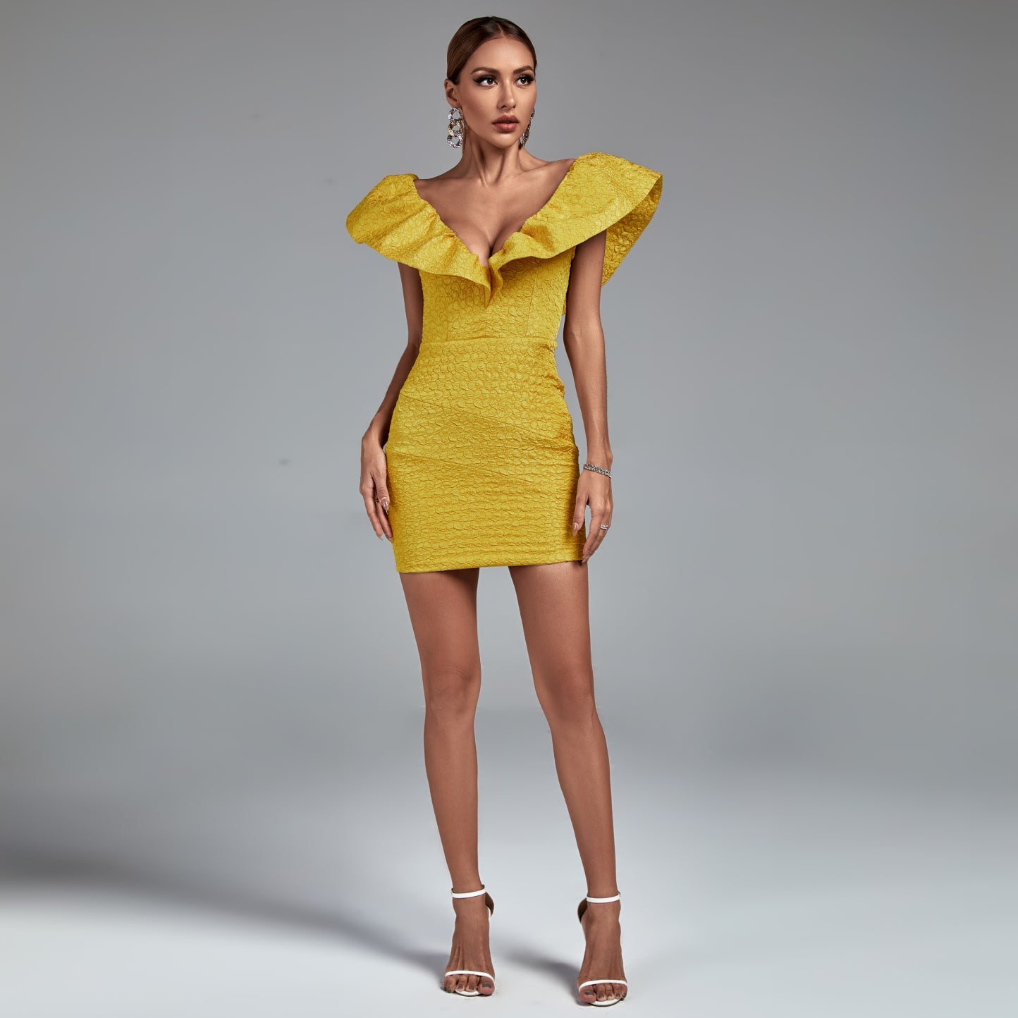 V Neck Ruffled Felicity Dress