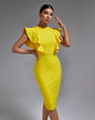 Ruffle Trim Midi Bandage Dress