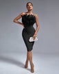 Strapless Feather Midi Bandage Dress