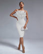 Strapless Feather Midi Bandage Dress