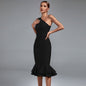 One Shoulder Fishtail Midi Bandage Dress