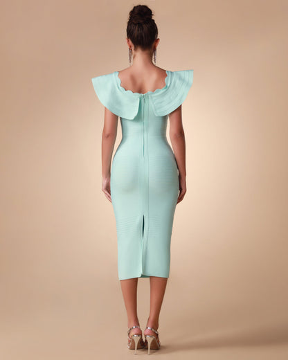 Off Shoulder Midi Bandage Dress
