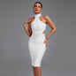High Neck Sleeveless Cut Out With Belt Bandage Dress