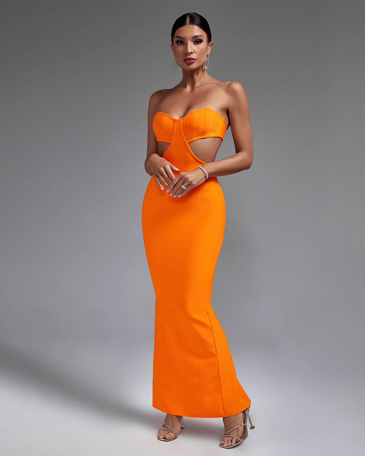Strapless Cut Out Maxi Bandage Dress