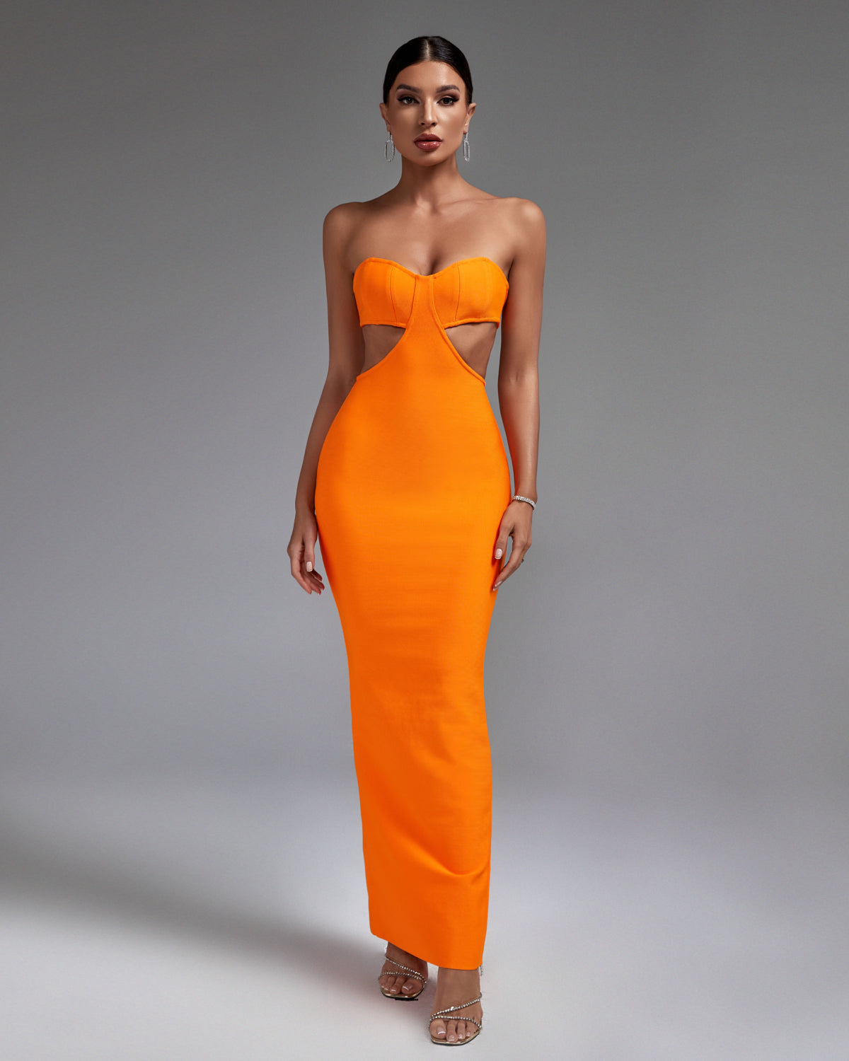Strapless Cut Out Maxi Bandage Dress