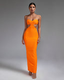 Strapless Cut Out Maxi Bandage Dress